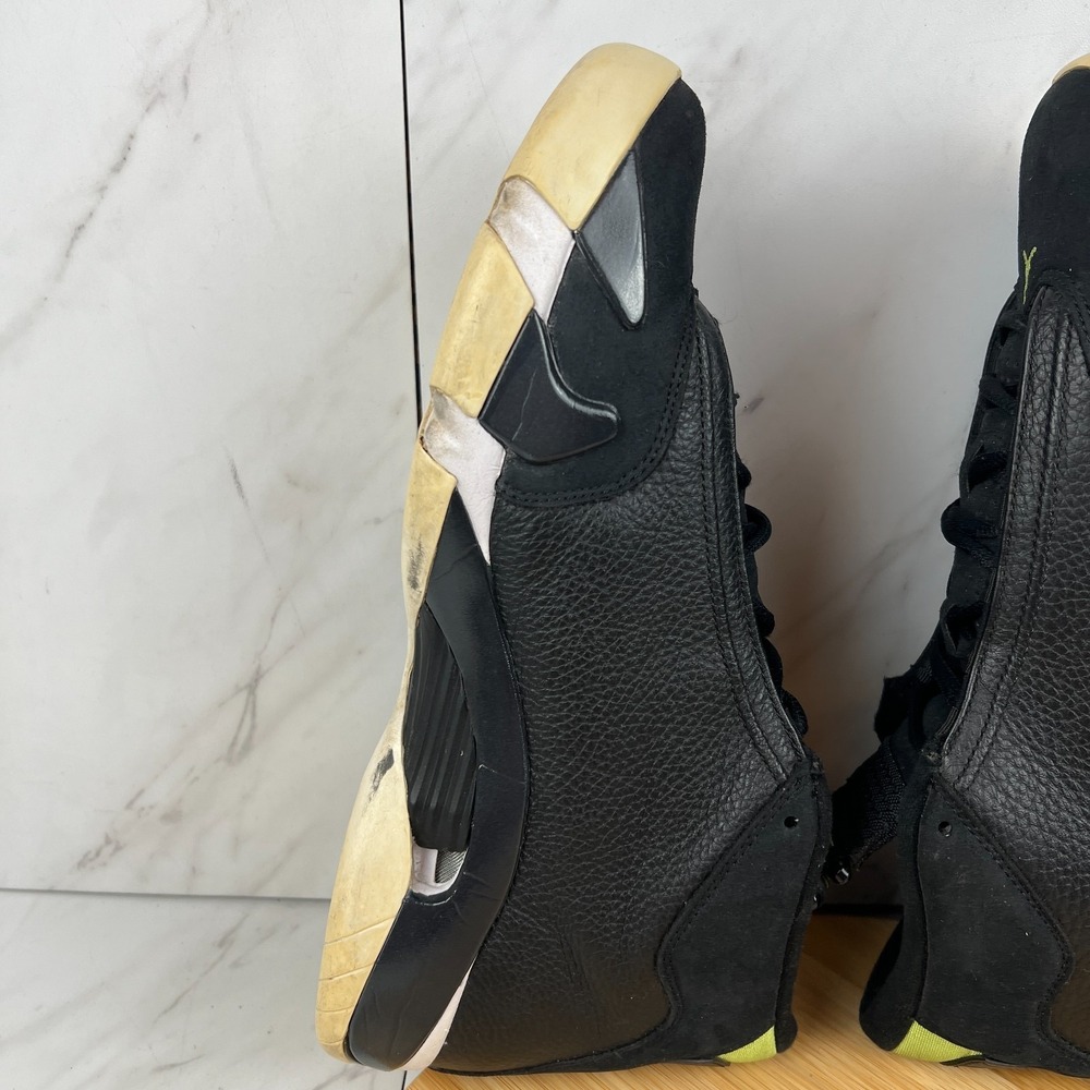 Nike Air Jordan 14 Indiglo Mens Size 12 Black Green Sneakers Shoes 487471-005 - Picture 5 of 12